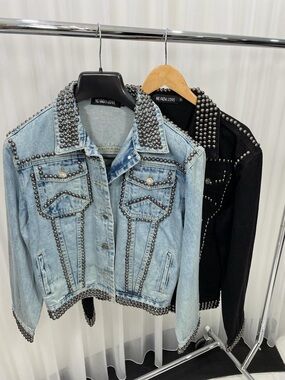 Light Blue Studded Denim Jacket